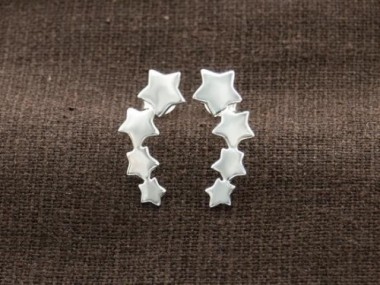 925 Sterling Silver Star Stud Earrings 7x19mm