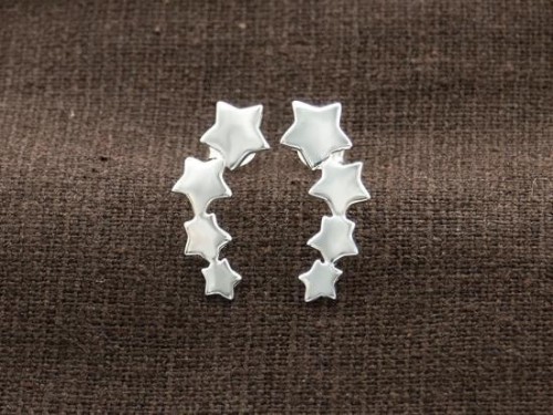 1 pair of 925 Sterling Silver Star Stud Earrings 7x19mm, Polish finish