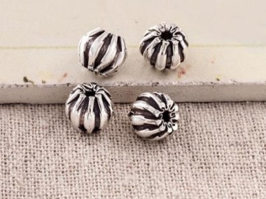 Karen Hill Tribe Silver Corrugated Beads 8x8mm.,