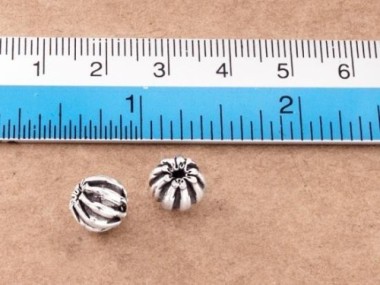 Karen Hill Tribe Silver Corrugated Beads 8x8mm.,