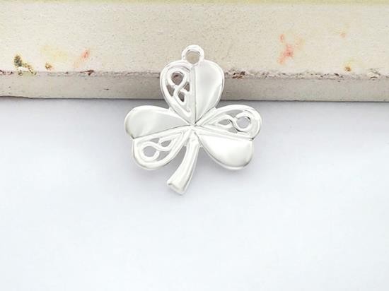 2 of 925 Sterling Silver Clover Charms 14x15mm. Polish Finished