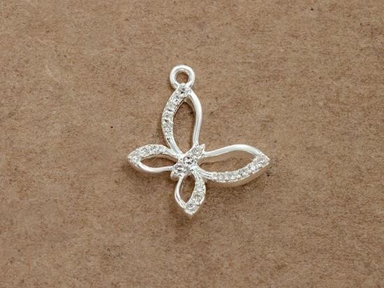 1 of 925 Sterling Silver Cubic Zirconia Butterfly Charm 10x12 mm. , small charm