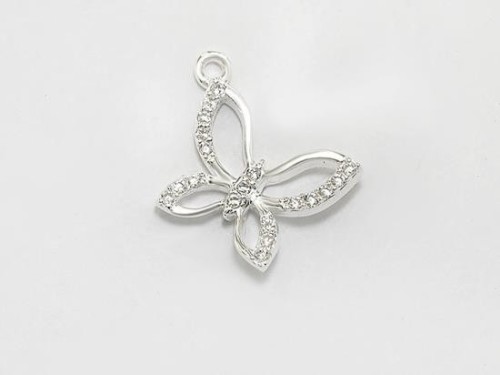 1 of 925 Sterling Silver Cubic Zirconia Butterfly Charm 10x12 mm. , small charm