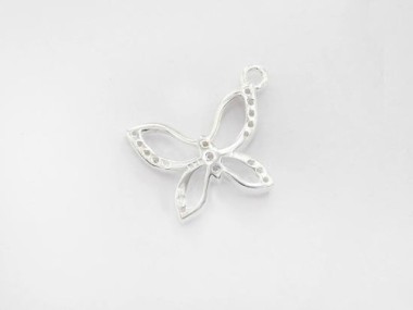 925 Sterling Silver Cubic Zirconia Butterfly Charm 10x12 mm.