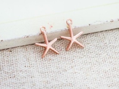 925 Sterling Silver Rose Gold Vermeil Style Starfish Charms 9.3x9.8mm.