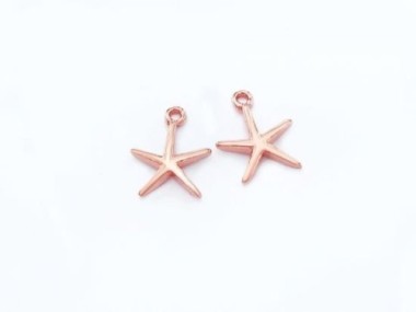 925 Sterling Silver Rose Gold Vermeil Style Starfish Charms 9.3x9.8mm.