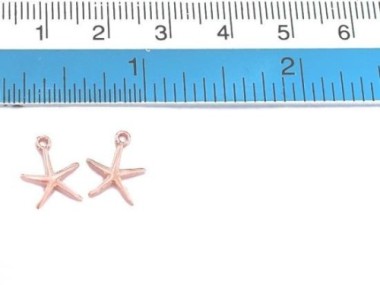 925 Sterling Silver Rose Gold Vermeil Style Starfish Charms 9.3x9.8mm.