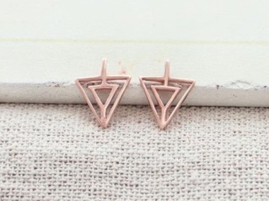 925 Sterling Silver Rose Gold Vermeil Style Triangle Charms 8x8.5 mm.