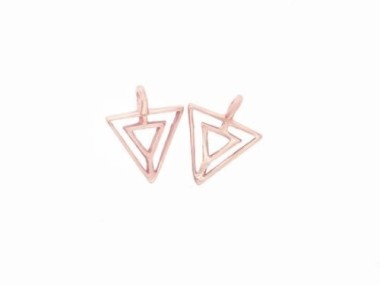 925 Sterling Silver Rose Gold Vermeil Style Triangle Charms 8x8.5 mm.