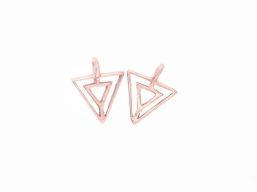 2 of 925 Sterling Silver Rose Gold Vermeil Style Triangle Charms 8x8.5 mm.