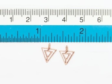 925 Sterling Silver Rose Gold Vermeil Style Triangle Charms 8x8.5 mm.