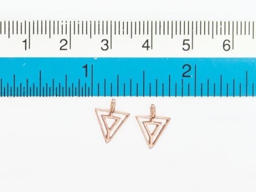 2 of 925 Sterling Silver Rose Gold Vermeil Style Triangle Charms 8x8.5 mm.