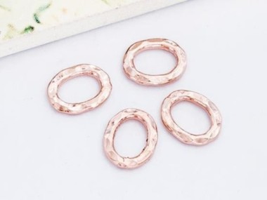 Karen hill tribe Rose Vermeil Style Hammered Closed Jump Rings 8x11 mm.