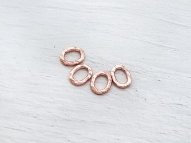 Karen hill tribe Rose Vermeil Style Hammered Closed Jump Rings 8x11 mm.