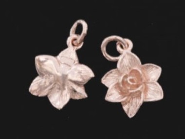 925 Sterling Silver Rose Gold Vermeil Style Flower Charms 11 mm.