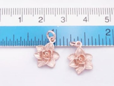 925 Sterling Silver Rose Gold Vermeil Style Flower Charms 11 mm.