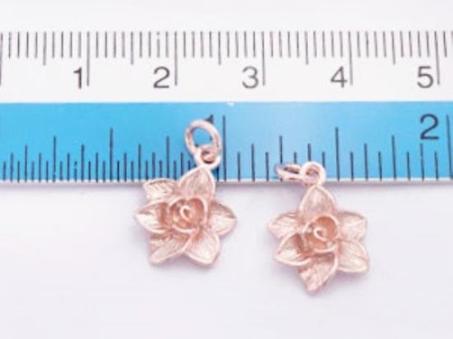 2 of 925 Sterling Silver Rose Gold Vermeil Style Flower Charms 11 mm.