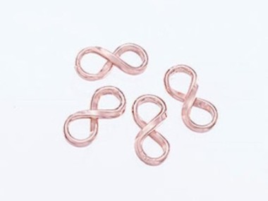 925 Sterling Silver Rose Gold Vermeil Style Infinity Links, Connectors 7x14 mm.