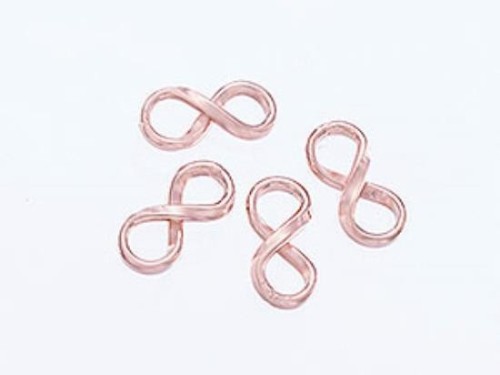 4 of 925 Sterling Silver Rose Gold Vermeil Style Infinity Links, Connectors 7x14 mm.