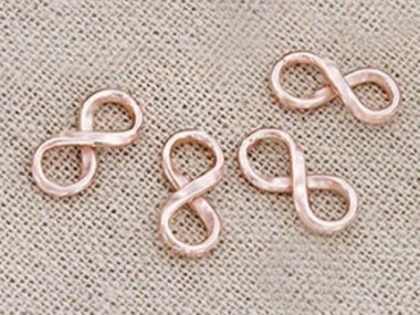 925 Sterling Silver Rose Gold Vermeil Style Infinity Links, Connectors 7x14 mm.