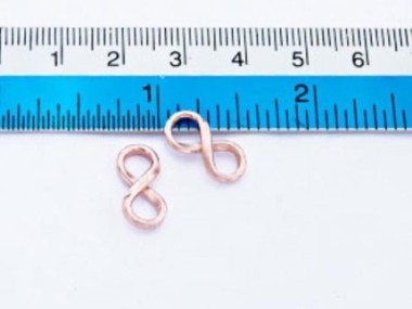 925 Sterling Silver Rose Gold Vermeil Style Infinity Links, Connectors 7x14 mm.