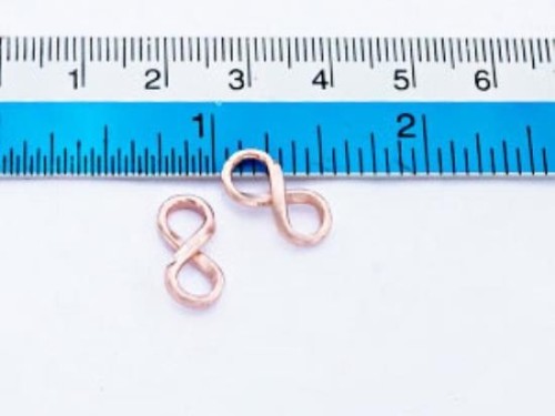 4 of 925 Sterling Silver Rose Gold Vermeil Style Infinity Links, Connectors 7x14 mm.