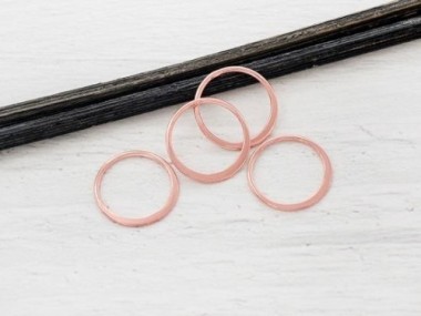 925 Sterling Silver Rose Gold Vermeil Style Circle Links, Connectors 12 mm.