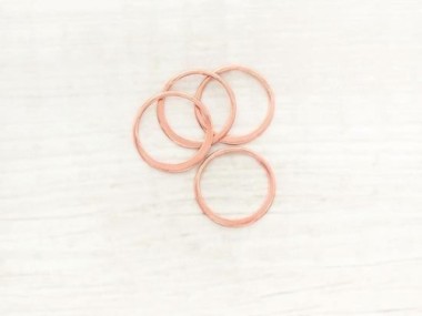 925 Sterling Silver Rose Gold Vermeil Style Circle Links, Connectors 12 mm.