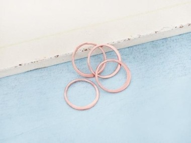 925 Sterling Silver Rose Gold Vermeil Style Circle Links, Connectors 12 mm.