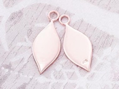 925 Sterling Silver Rose Gold Vermeil Style Drop Charms 8x16 mm.