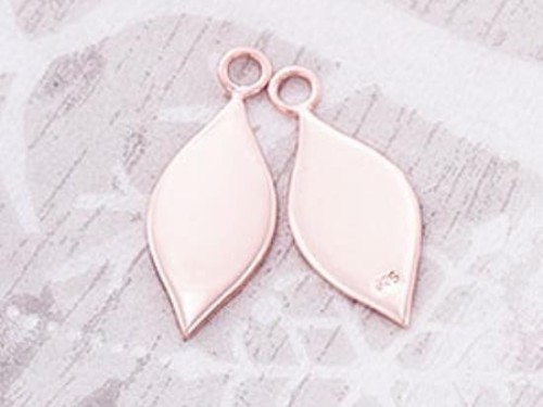 2 of 925 Sterling Silver Rose Gold Vermeil Style Drop Charms 8x16 mm. , Polish Finished