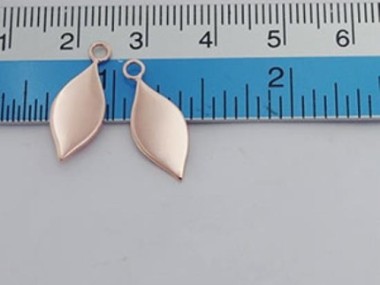 925 Sterling Silver Rose Gold Vermeil Style Drop Charms 8x16 mm.