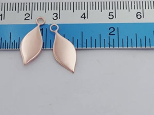 2 of 925 Sterling Silver Rose Gold Vermeil Style Drop Charms 8x16 mm. , Polish Finished