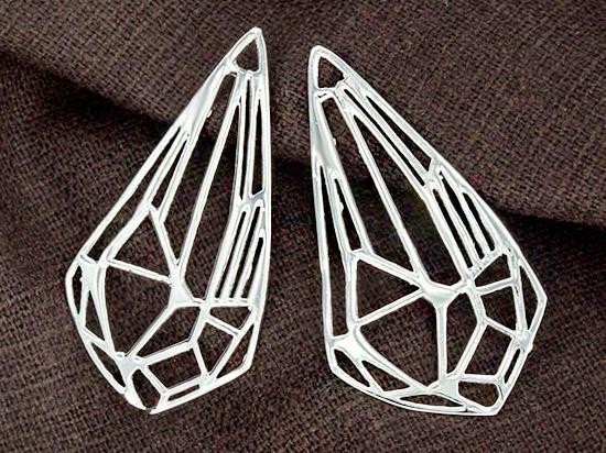 2 of 925 Sterling Silver Diamond Shape Pendants 21x39 mm., Polish Finished