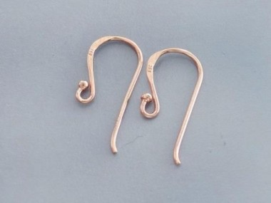 925 Sterling Silver Rose Gold Vermeil Style Earwires 9x19 mm.