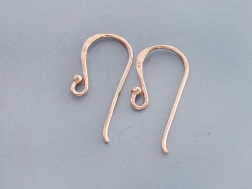 2 pairs of 925 Sterling Silver Rose Gold Vermeil Style Earwires 9x19 mm.