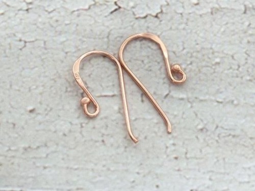 2 pairs of 925 Sterling Silver Rose Gold Vermeil Style Earwires 9x19 mm.