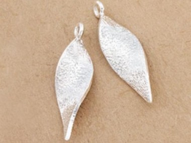 Karen Hill Tribe Silver Textured Curve Leaf Charms 9.5x29mm.