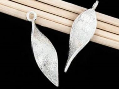 Karen Hill Tribe Silver Textured Curve Leaf Charms 9.5x29mm.