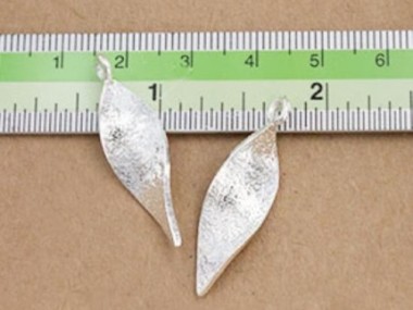 Karen Hill Tribe Silver Textured Curve Leaf Charms 9.5x29mm.