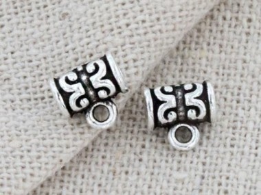 925 Sterling Silve Etched Tube Beads With Hanging Ring.