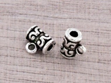 925 Sterling Silve Etched Tube Beads With Hanging Ring.