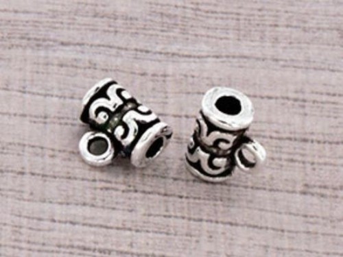 2 of 925 Sterling Silve Etched Tube Beads With Hanging Ring.