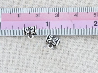 925 Sterling Silve Etched Tube Beads With Hanging Ring.