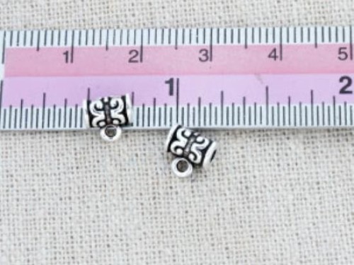 2 of 925 Sterling Silve Etched Tube Beads With Hanging Ring.