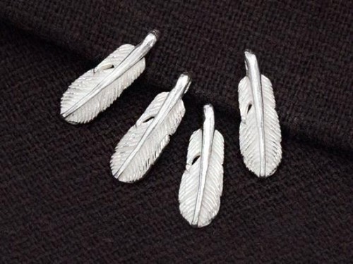 4 of 925 Sterling Silver Feather Charms 4.5x13.5 mm.