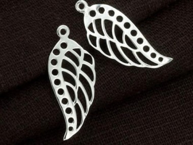 925 Sterling Silver Angel Wing Charms 10x22mm.