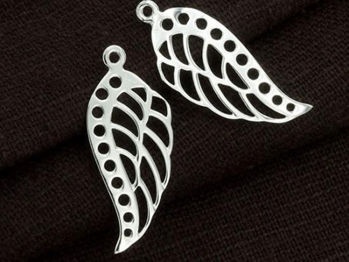 2 of 925 Sterling Silver Angel Wing Charms 10x22mm.