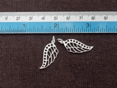 925 Sterling Silver Angel Wing Charms 10x22mm.