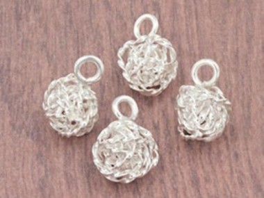 Karen Hill Tribe Silver Twisted Wire Ball Charms 8.5 mm.